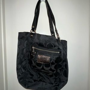 Coach Bella Signature Sateen Poppy Tote - Black